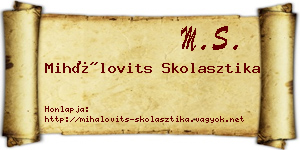 Mihálovits Skolasztika névjegykártya